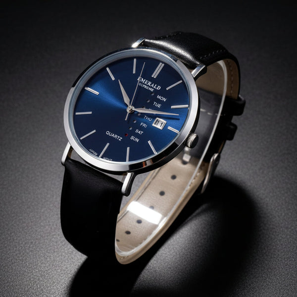 Emerald Heritage Edition Indigo ES-664-Blue Dial Black Leather Men's Watch