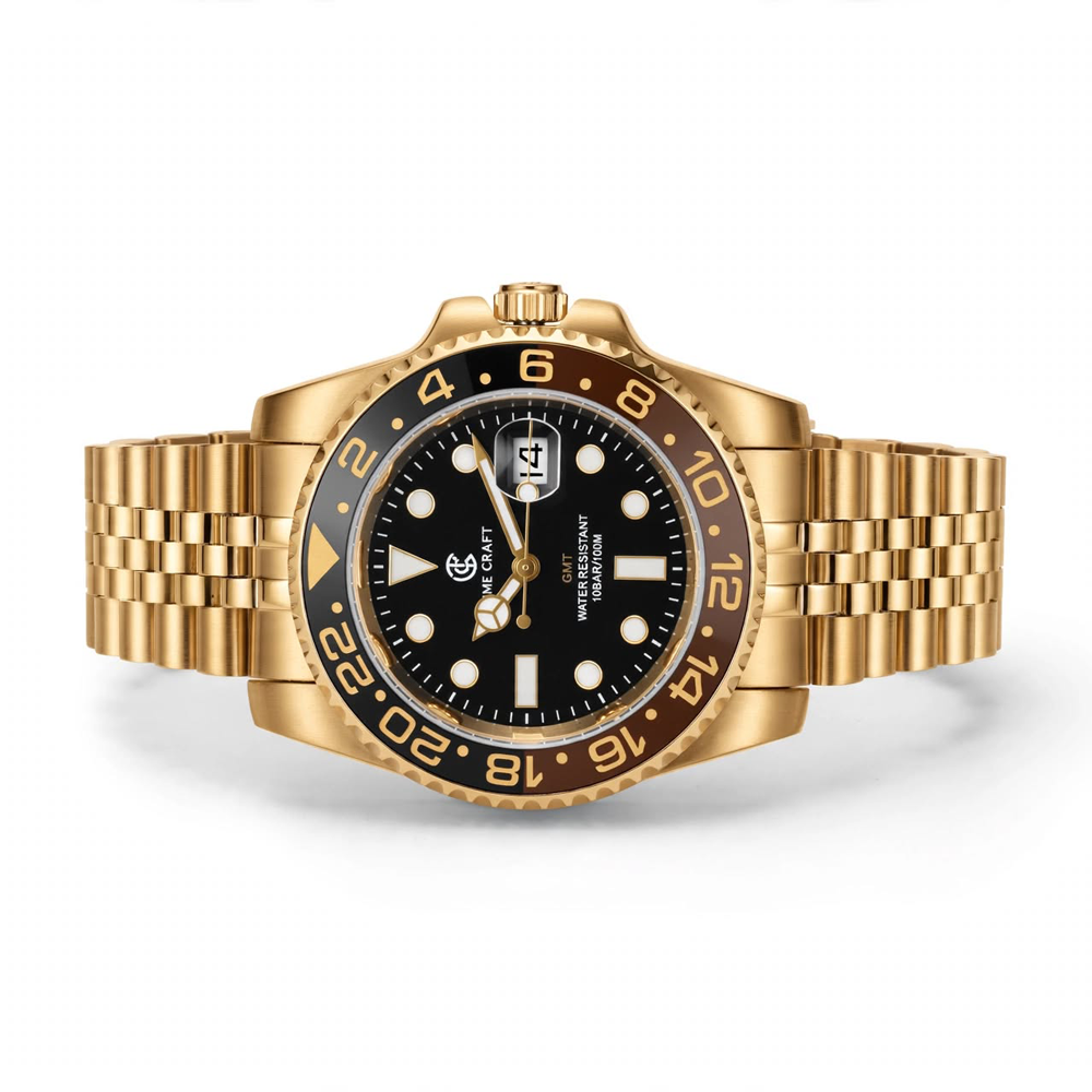 Time Craft GMT Master ii Tc-1635 Black Dial Golden chain