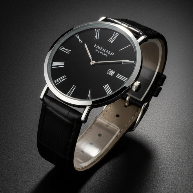 Emerald Classic Dream ES-9160 Black Dial Black Leather Men's Watch