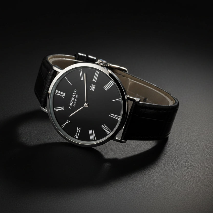 Emerald Classic Dream ES-9160 Black Dial Black Leather Men's Watch