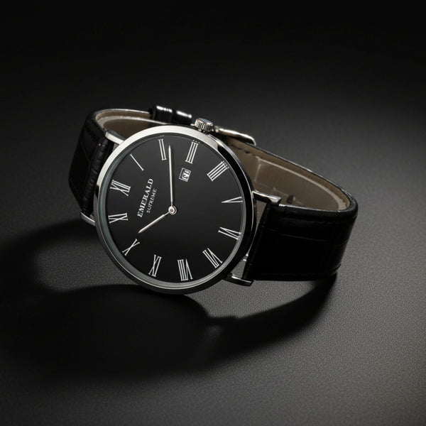 Emerald Classic Dream ES-9160 Black Dial Black Leather Men's Watch