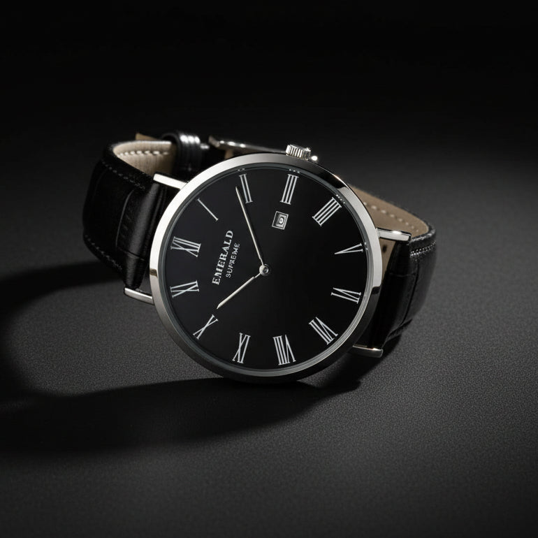 Emerald Classic Dream ES-9160 Black Dial Black Leather Men's Watch