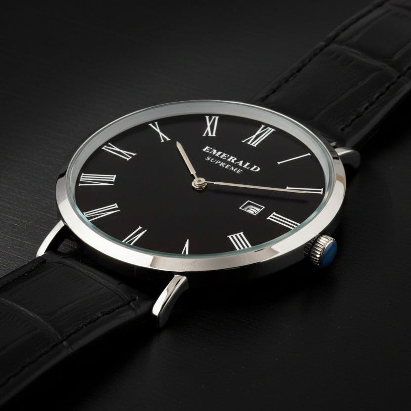 Emerald Classic Dream ES-9160 Black Dial Black Leather Men's Watch