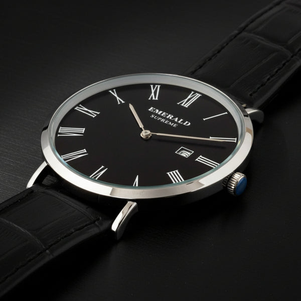 Emerald Classic Dream ES-9160 Black Dial Black Leather Men's Watch