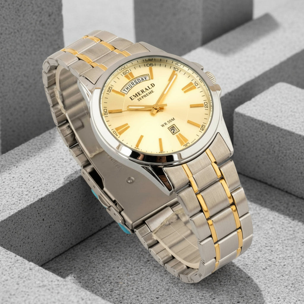 Emerald Edge ES-9006 Champagne Dial Two-Tone Bracelet Men's Watch