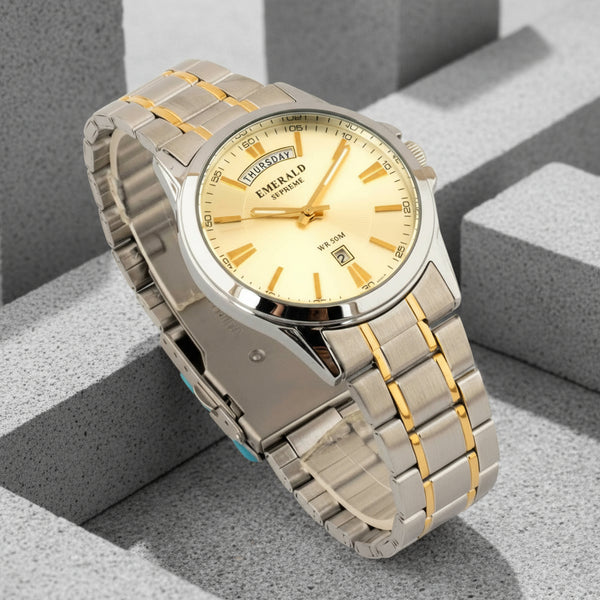 Emerald Edge ES-9006 Champagne Dial Two-Tone Bracelet Men's Watch
