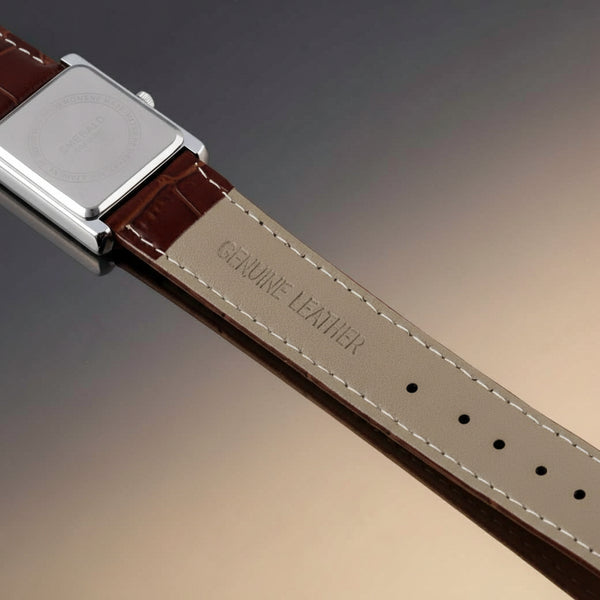 Emerald Tank Couple ES-2626 White dial Brown Leather