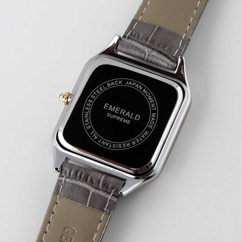 Emerald Santos ES-2030 White dial Gray Leather Two-Tone Men's Watch