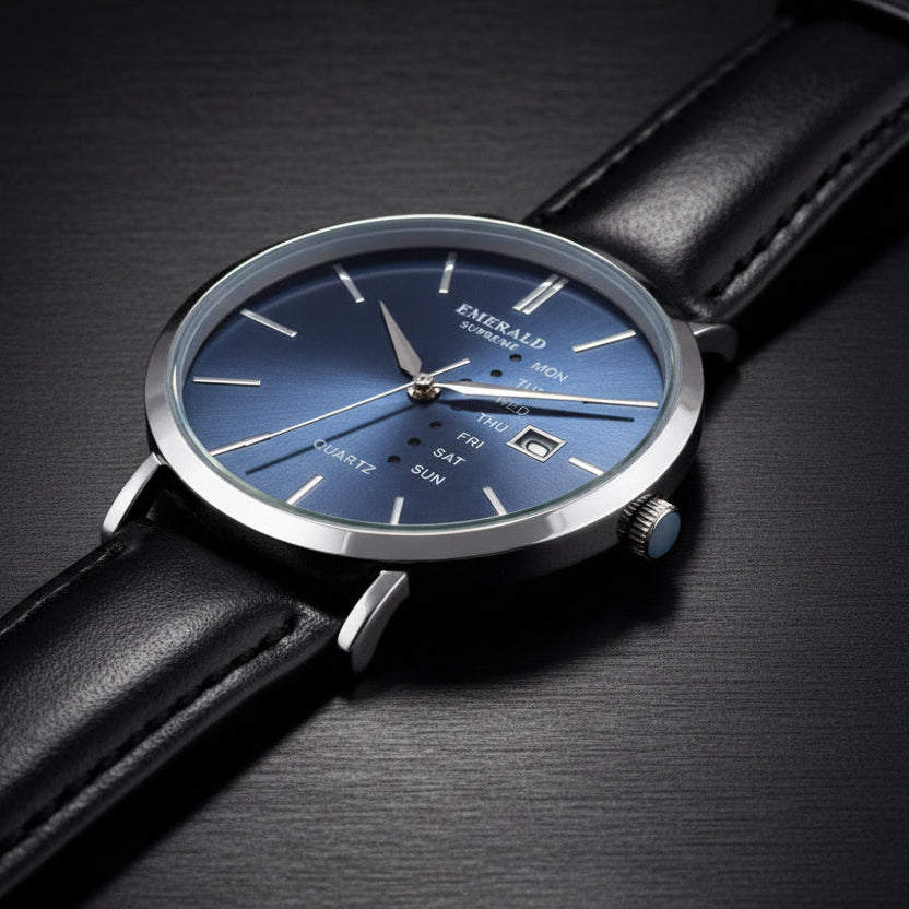 Emerald Heritage Edition Indigo ES-664-Blue Dial Black Leather Men's Watch