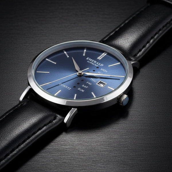 Emerald Heritage Edition Indigo ES-664-Blue Dial Black Leather Men's Watch