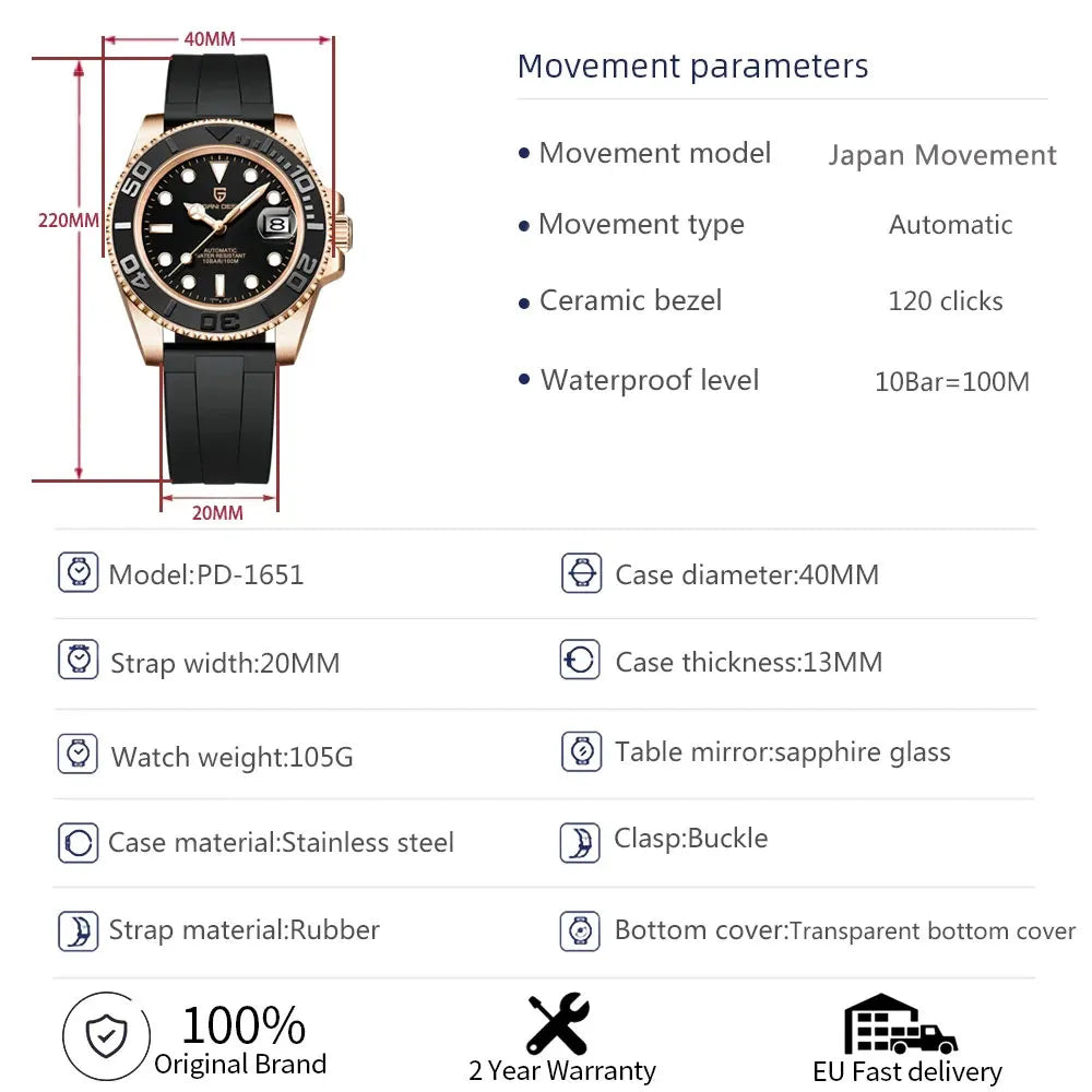 Pagani Design Men's watch PD-1651 Watch 40mm