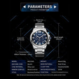 MEGIR MS2156G Blue dial Silver Chain chronograph watch