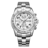 MEGIR M2030S White dial Silver Chain chronograph watch