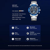 MEGIR 2220 blue Basel Silver Chain chronograph watch