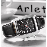 MEGIR 2028B black dial Brown leather chronograph watch