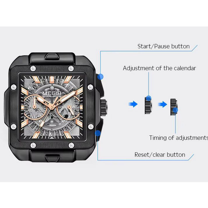 MEGIR 2228 Silicone Strap chronograph watch
