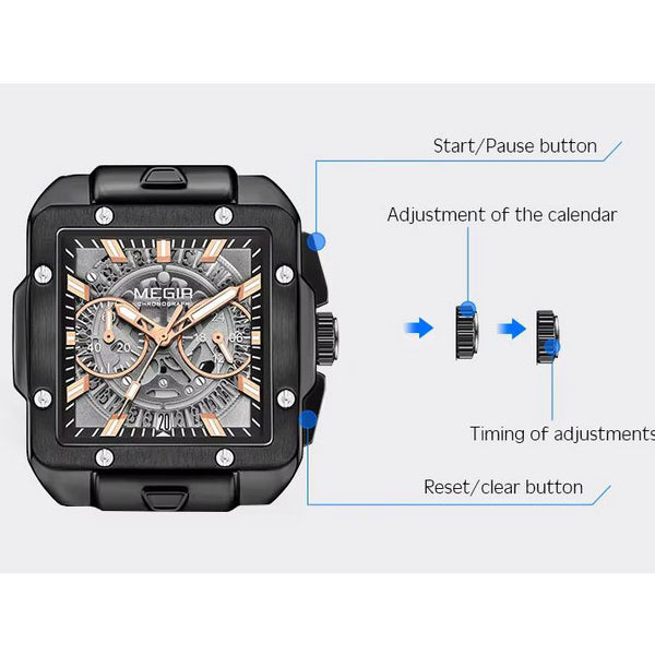 MEGIR 2228 Silicone Strap chronograph watch