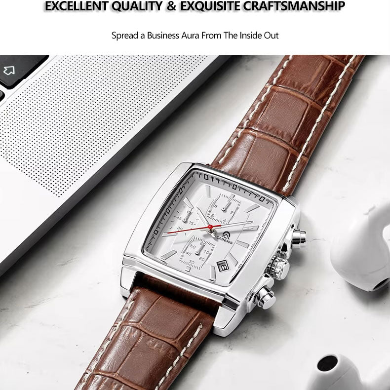 MEGIR 2028W black dial Brown leather chronograph watch (Copy)