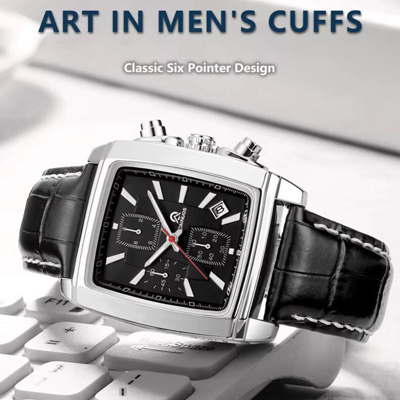 MEGIR 2028B black dial Brown leather chronograph watch Secondary image