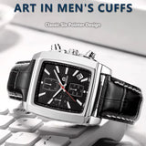 MEGIR 2028B black dial Brown leather chronograph watch