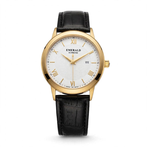Emerald Classic ES-9009-White Dial Gold-Tone Men's Watch