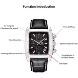 MEGIR 2028B black dial Brown leather chronograph watch