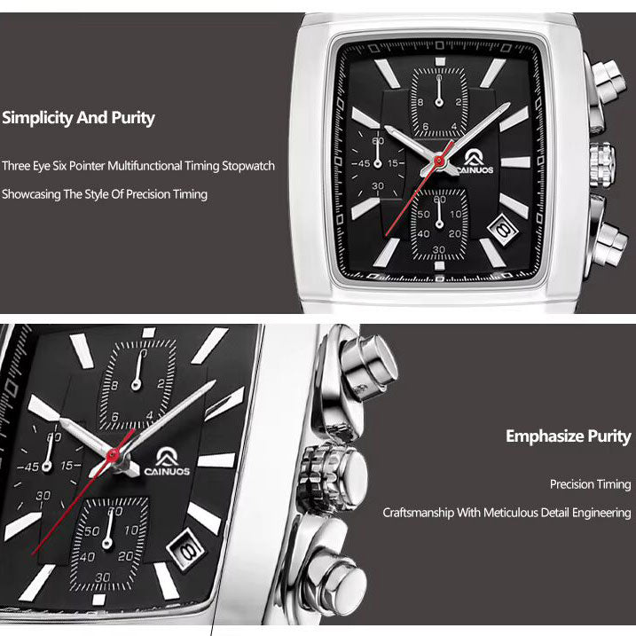MEGIR 2028B black dial Brown leather chronograph watch