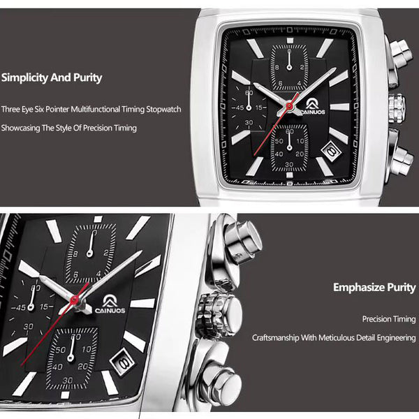 MEGIR 2028B black dial Brown leather chronograph watch