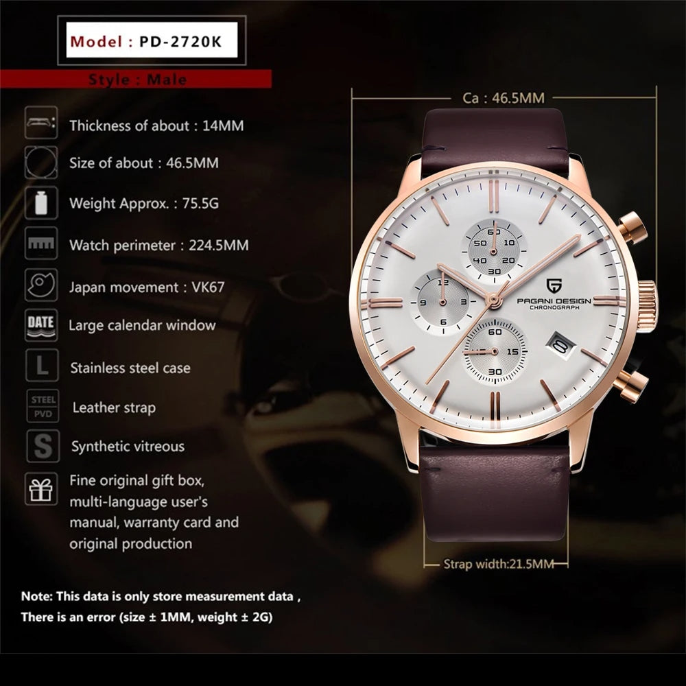 Pagani Design Chronograph PD2720K Men's Watch 46mm