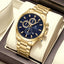 Time Craft TC-1613-BBL Chronograph blue Dial Gold Chain Watch - box Emerald Watches