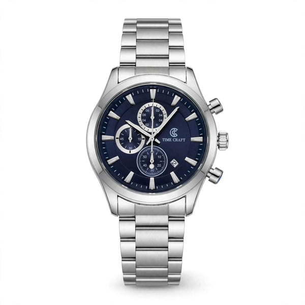 Time Craft TC-1613SBL Chronograph blue Dial silver Chain Watch