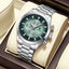 Time Craft TC-1613SG-black Chronograph green Dial Silver Chain Watch