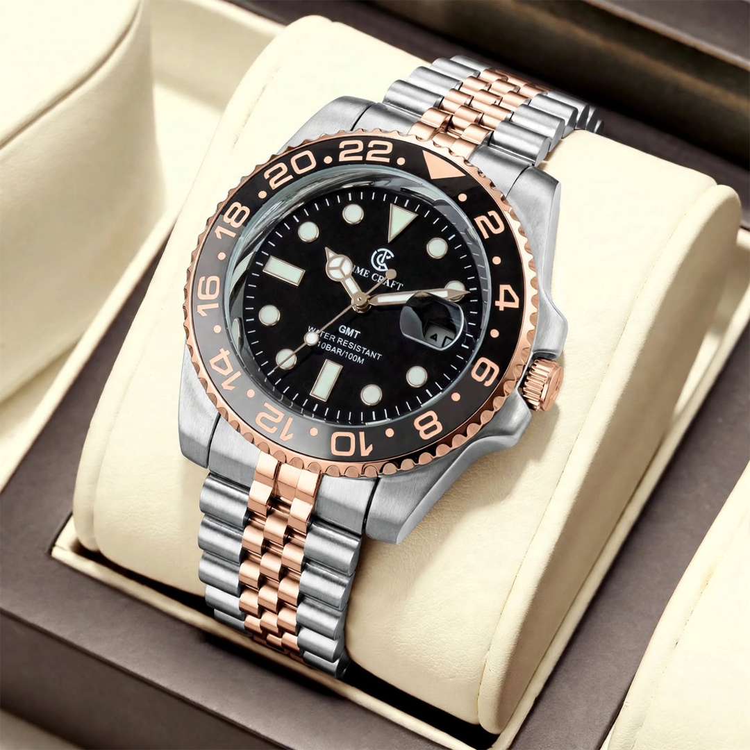 Time Craft GMT Master ii Tc-1637RB Black Dial Jubilee chain - Emerald Watches