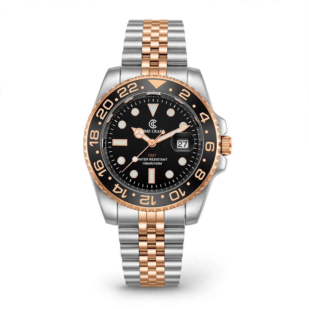 Time Craft GMT Master ii Tc-1637RB Black Dial Jubilee chain - Emerald Watches