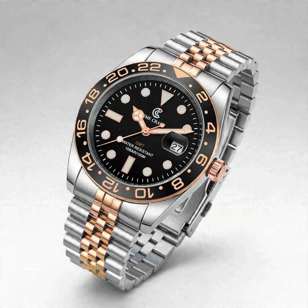 Time Craft GMT Master ii Tc-1637RB Black Dial Jubilee chain - Emerald Watches