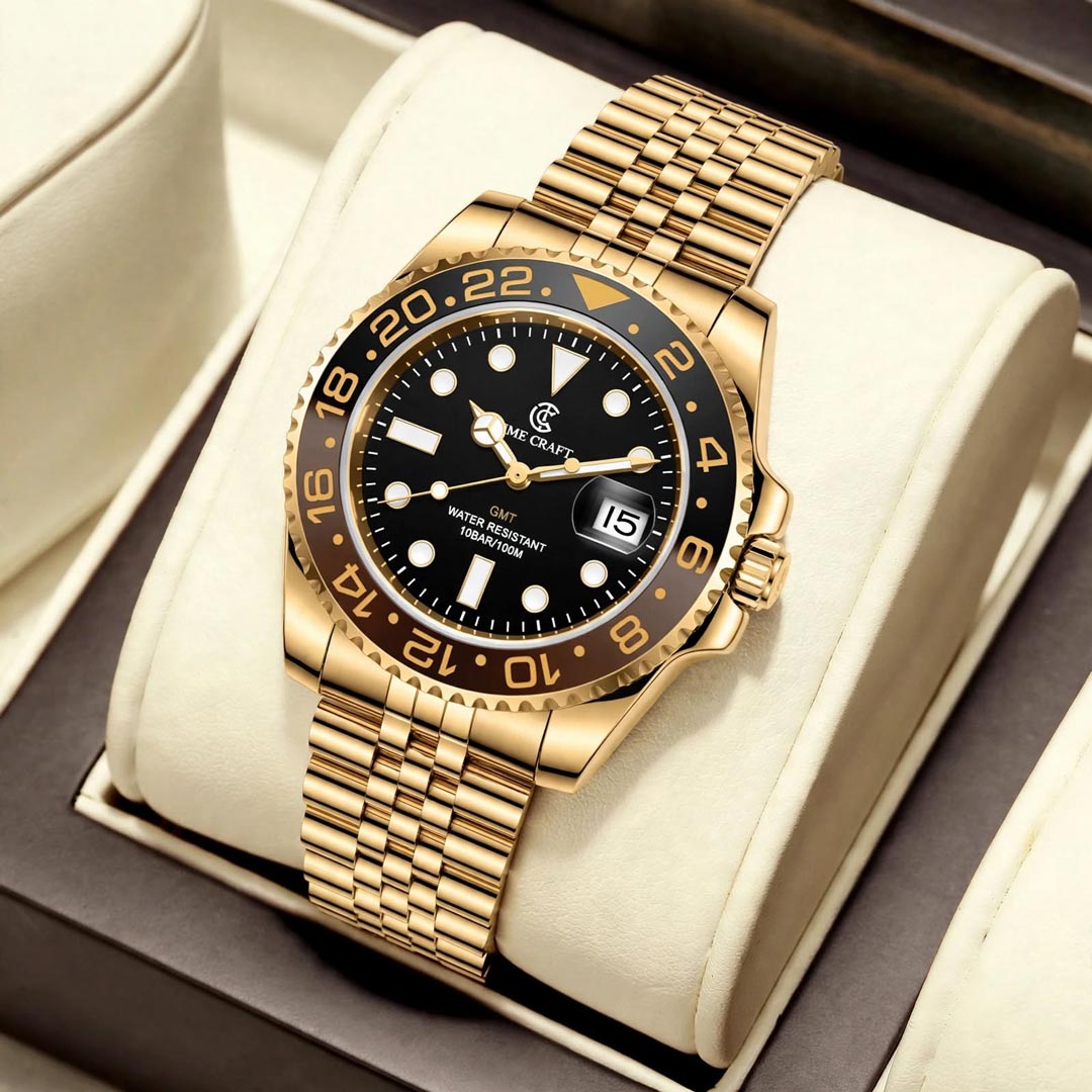 Time Craft GMT Master ii Tc-1635 Black Dial Golden chain Main image