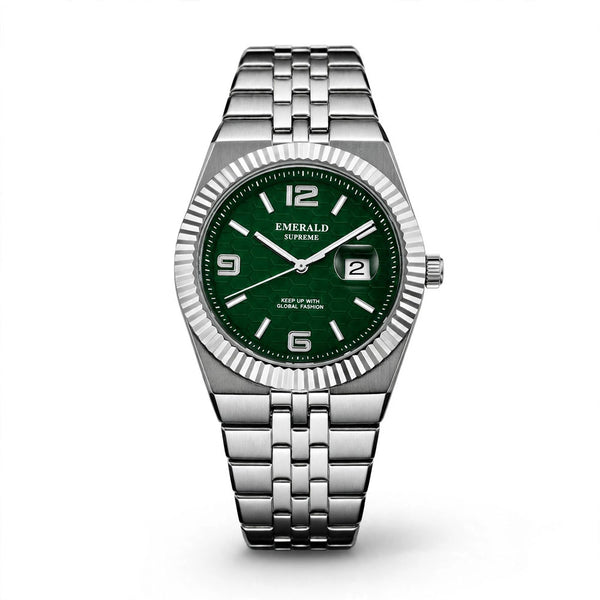Emerald Land-Dweller ES-4094 Green Dial silver Bracelet Men's Watch