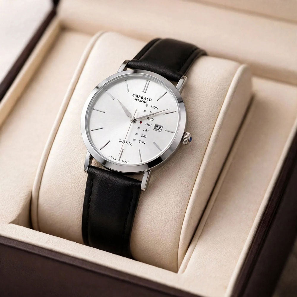 Emerald Heritage Edition ES-9114 White Dial Black Leather Men's Watch Secondary image