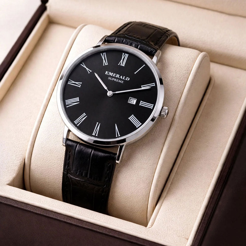 Emerald Classic Dream ES-9160 Black Dial Black Leather Men's Watch Secondary image
