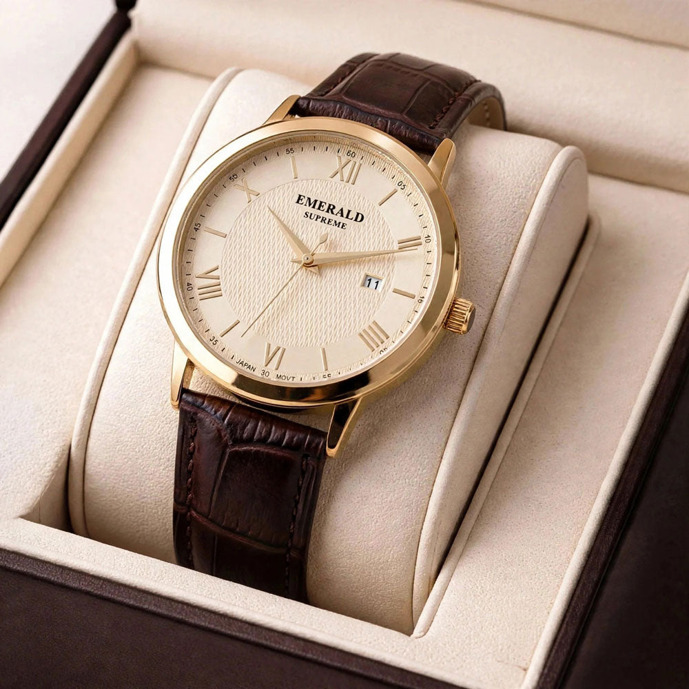 Emerald Classic Nectar-ES-9003 Gold Dial Gold-Tone Men's Watch