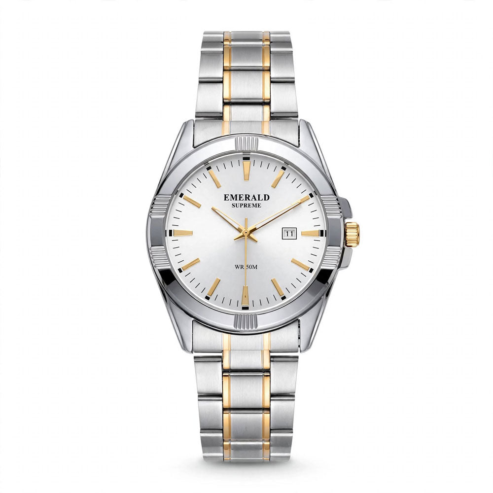 Emerald Prime ES-9009 White Dial Two-Tone Bracelet Men's Watch Main image