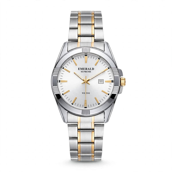 Emerald Prime ES-9009 White Dial Two-Tone Bracelet Men's Watch