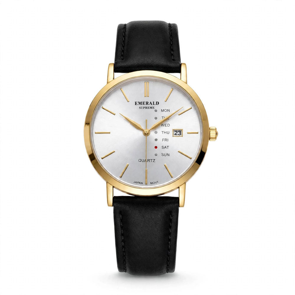 Emerald Heritage Edition ES-9110 White Dial Gold tone Black Leather Men's Watch Main image