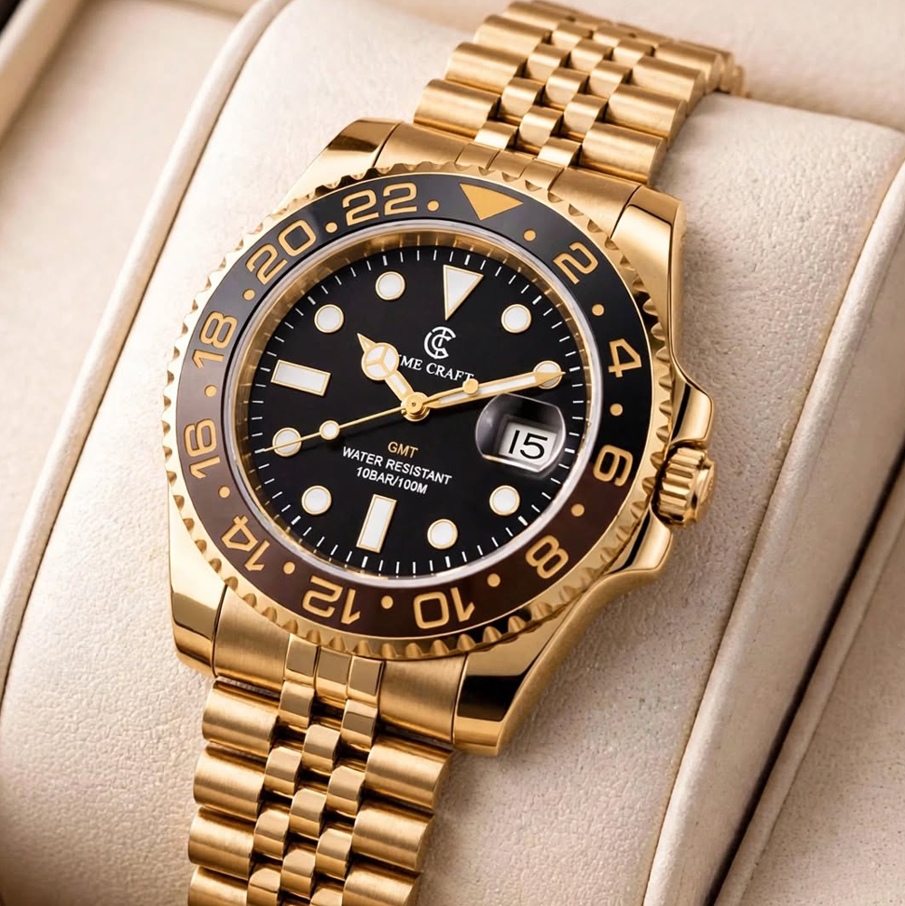 Time Craft GMT Master ii Tc-1635 Black Dial Golden chain Secondary image
