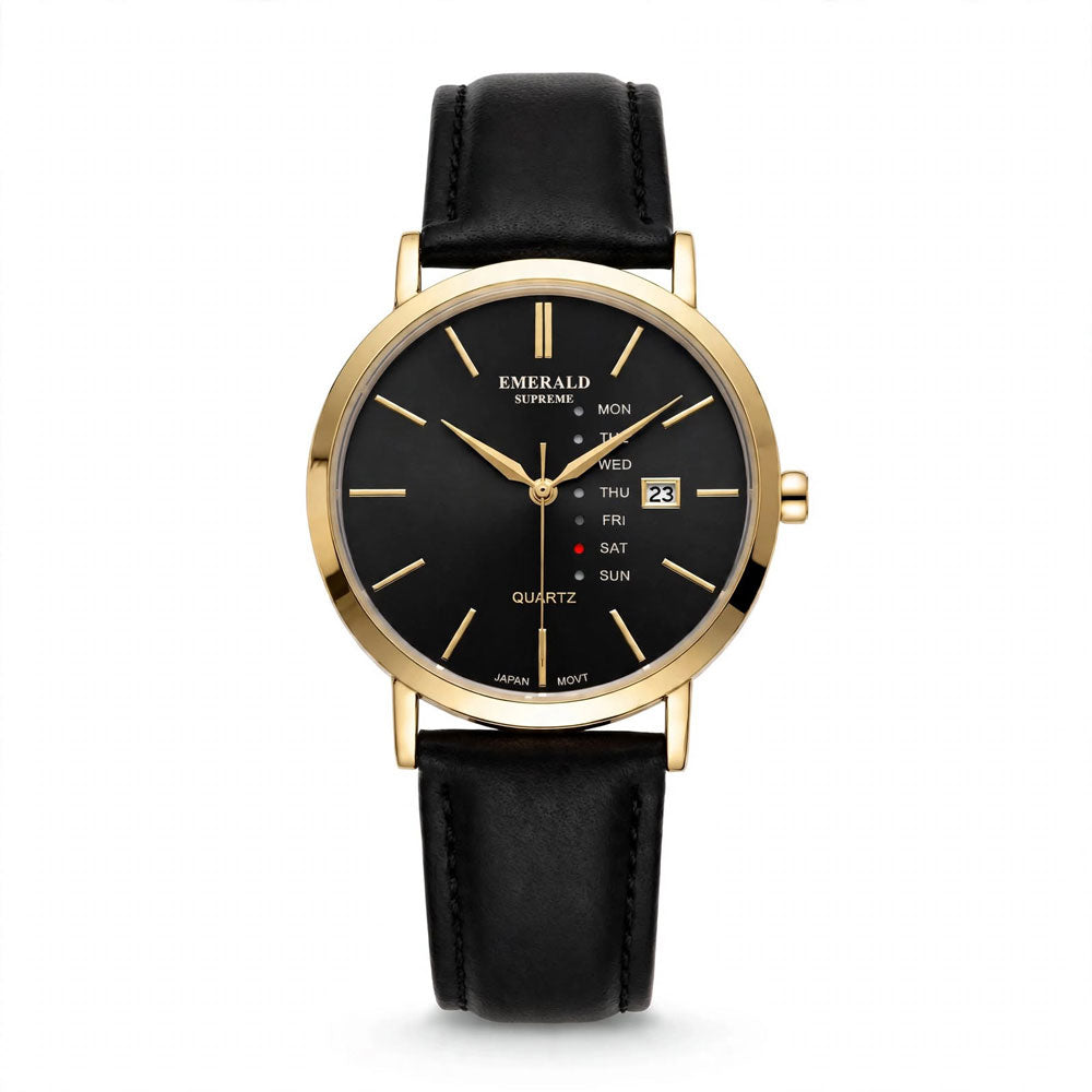 Emerald Heritage Edition  ES-9111 Black Dial Gold tone Black Leather Men's Watch Main image