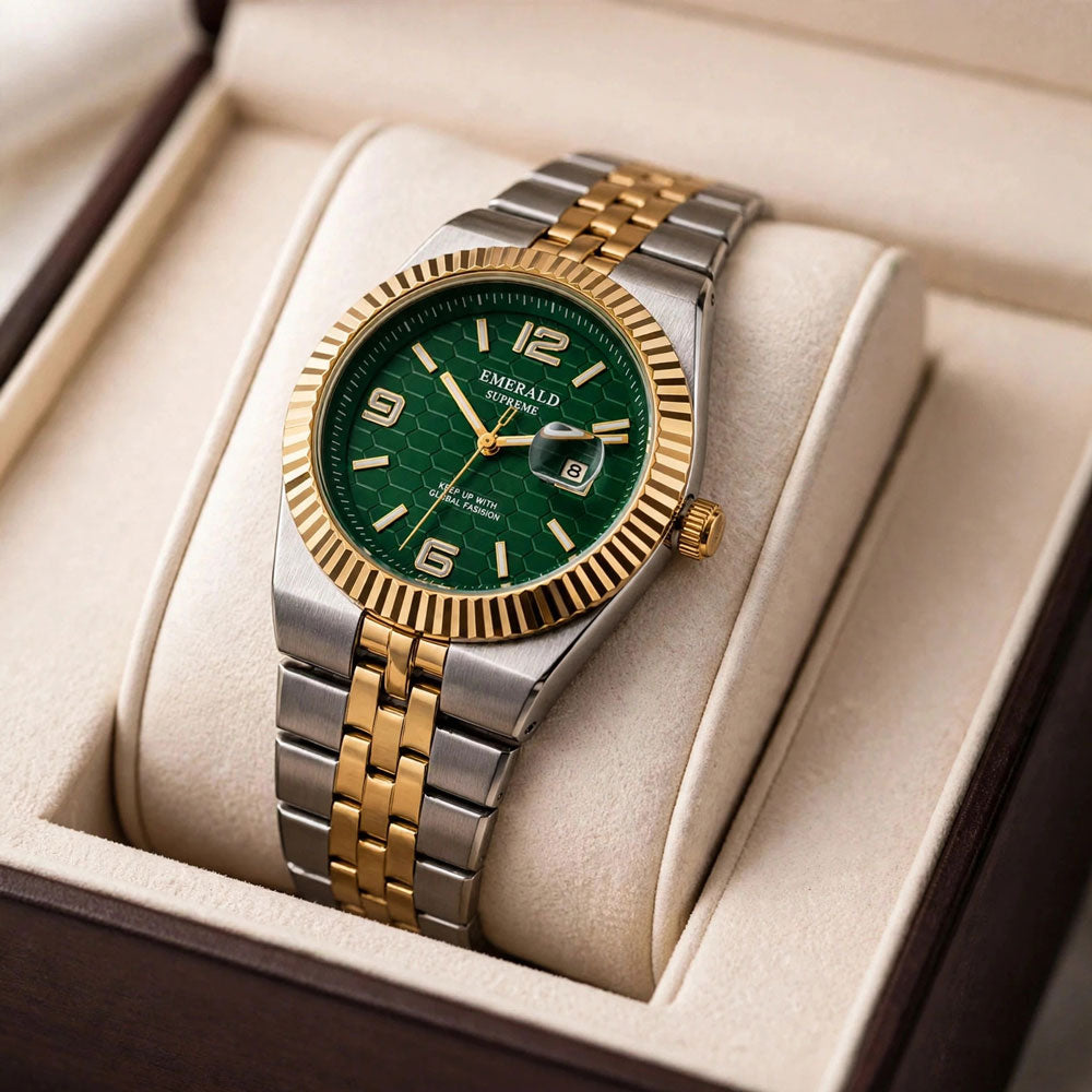 Emerald Land-Dweller ES-10189 Green Dial Two tone  Bracelet Men's Watch