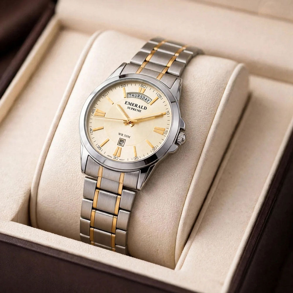 Emerald Edge ES-9006 Champagne Dial Two-Tone Bracelet Men's Watch Secondary image