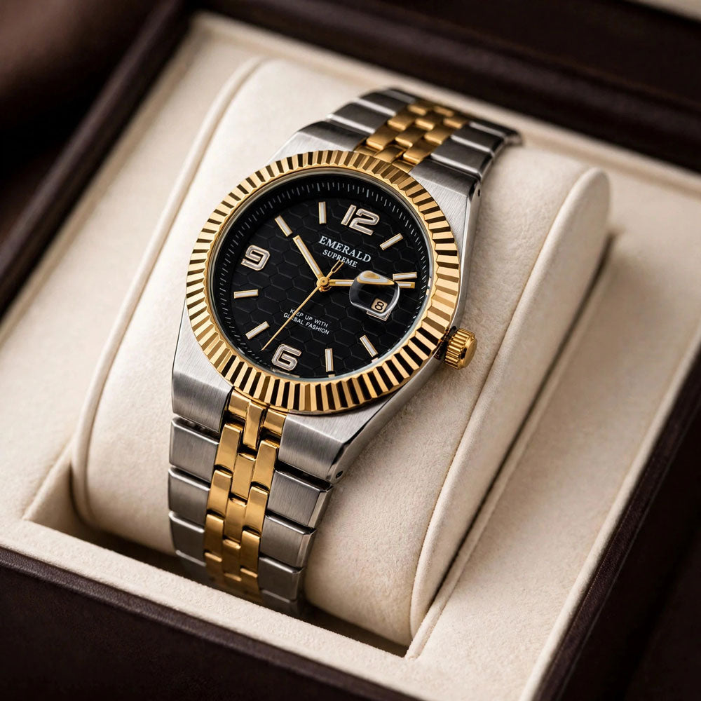 Emerald Land-Dweller ES-4098 Black Dial Two tone  Bracelet Men's Watch Secondary image