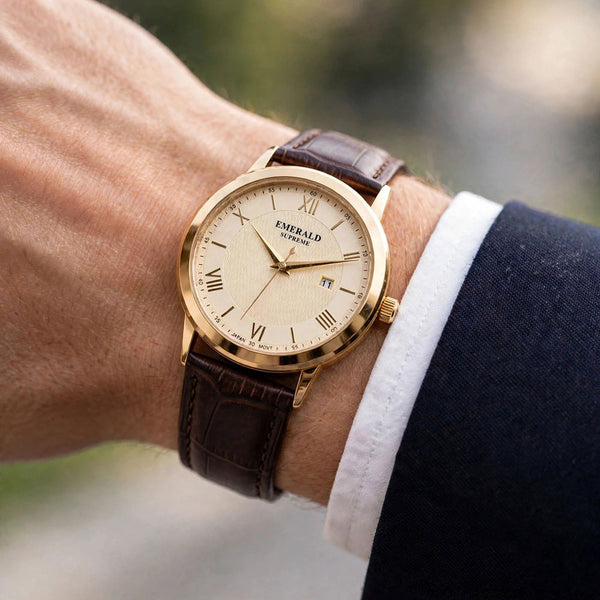 Emerald Classic Nectar-ES-9003 Gold Dial Gold-Tone Men's Watch