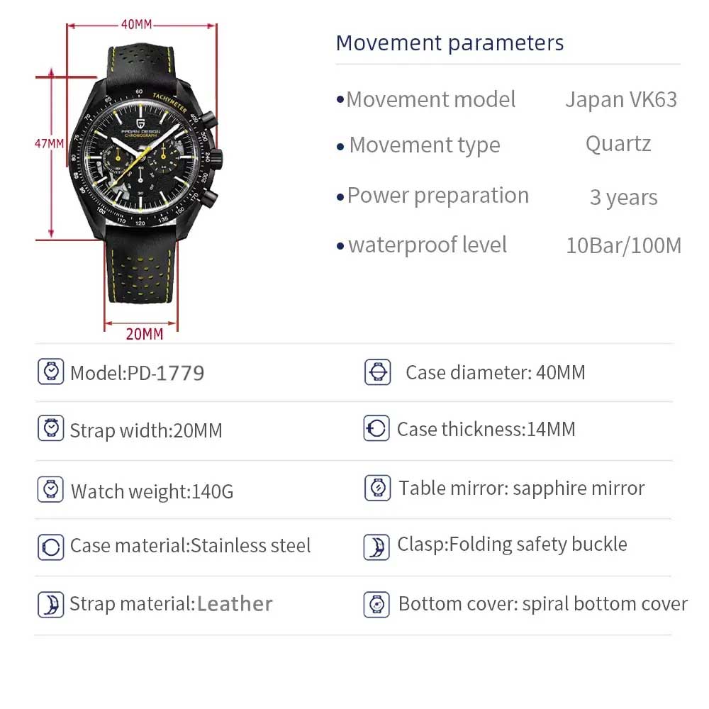 Pagani Design speedmaster Dark Side of the Moon Apollo Men's watch